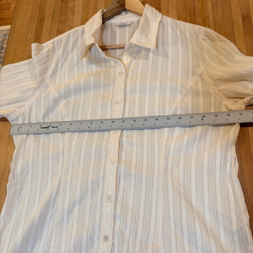 J. Jill Ivory Lace Trimmed Button Down Blouse Cottagecore Classic Office - Picture 6 of 8